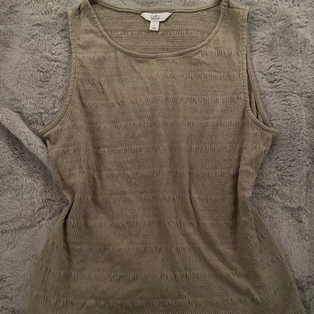 Croft & Barrow Green Fitted Sleeveless Tank Top